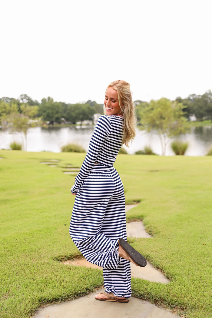 Stripe Jogger Pant - Navy