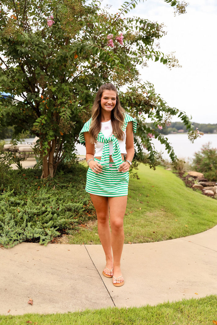 Stripe Oversized Long Sleeve Tee  - Kelly Green
