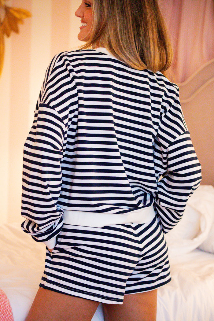 Stripe Short - Navy