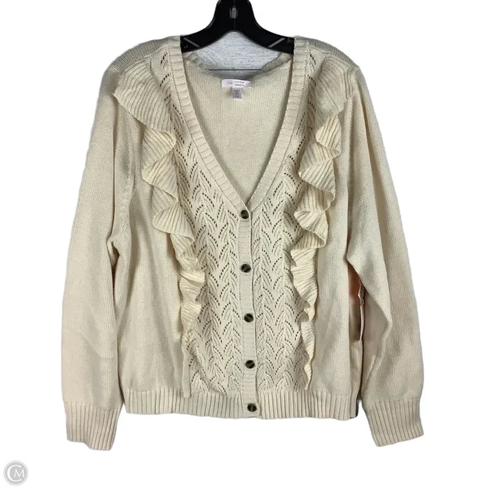 Sweater Cardigan By Lc Lauren Conrad In Cream, Size: 2x