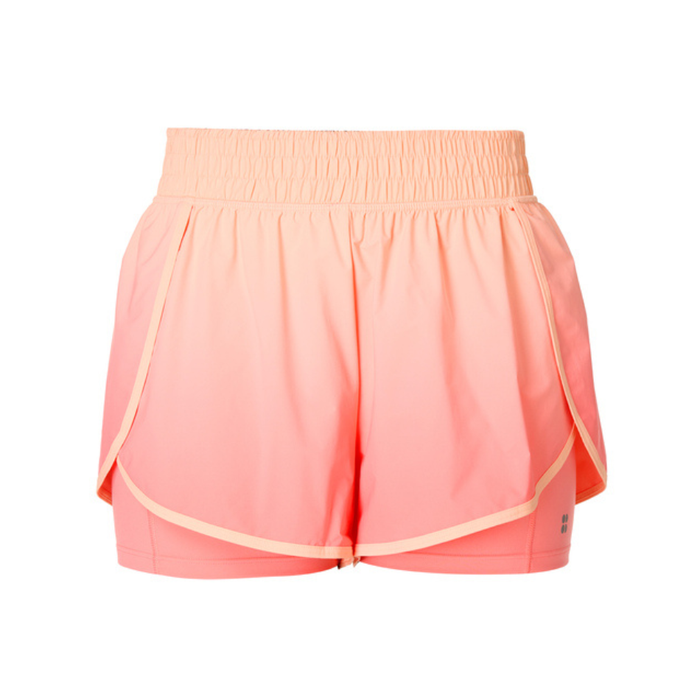 Sweaty Betty Get Set 2-in-1 Multi-Train Shorts in Melon Pink/Peach/Orange Ombre SS26