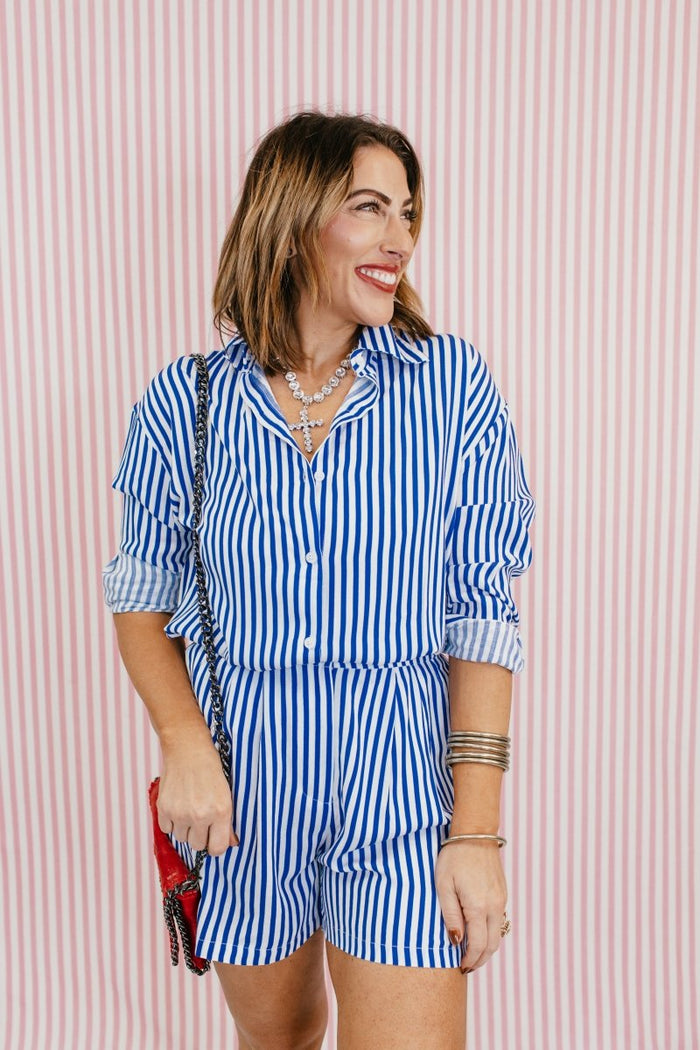 Sweet Dreams Blue Stripe Kathryn Top - Reg & Curvy - Macoma Boutique120 Long Sleeve