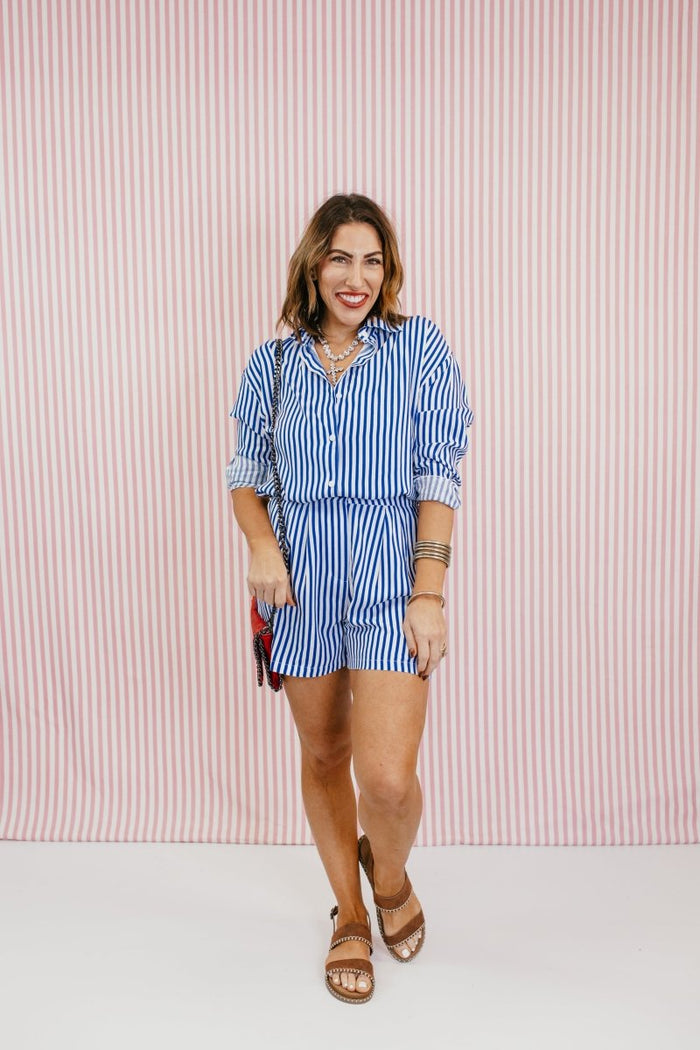 Sweet Dreams Blue Stripe Shorts - Reg & Curvy - Macoma Boutique180 Shorts