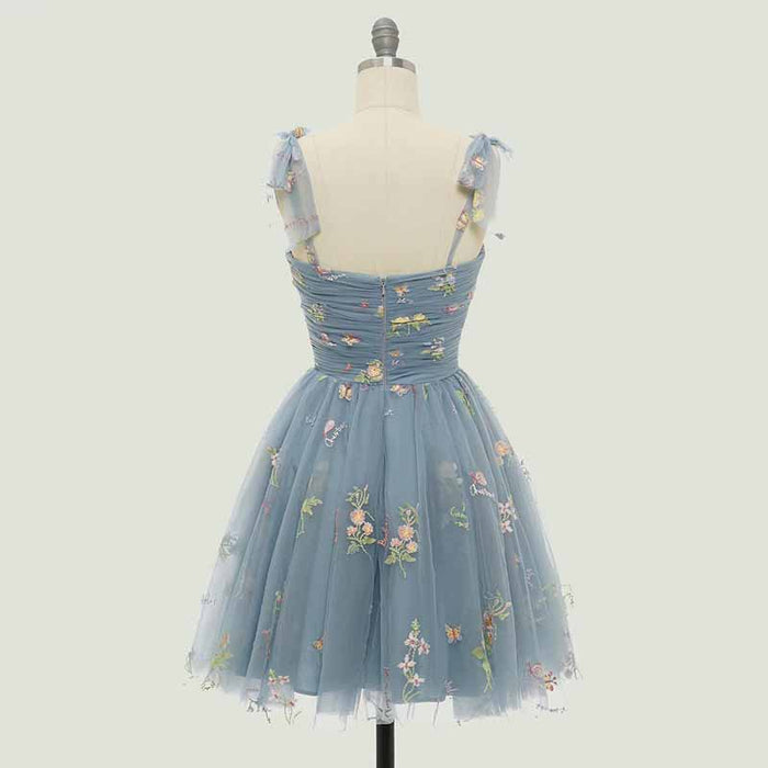 Sweetheart Short Homecoming Dress with Embroidery Floral Party Dress