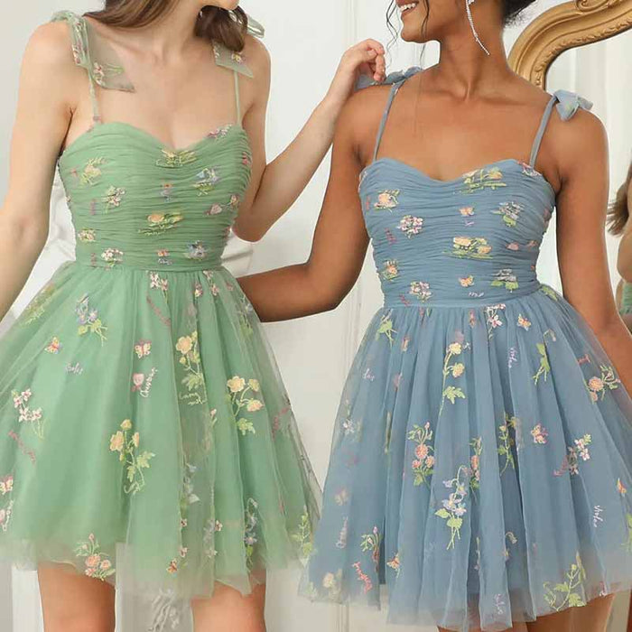 Sweetheart Short Homecoming Dress with Embroidery Floral Party Dress