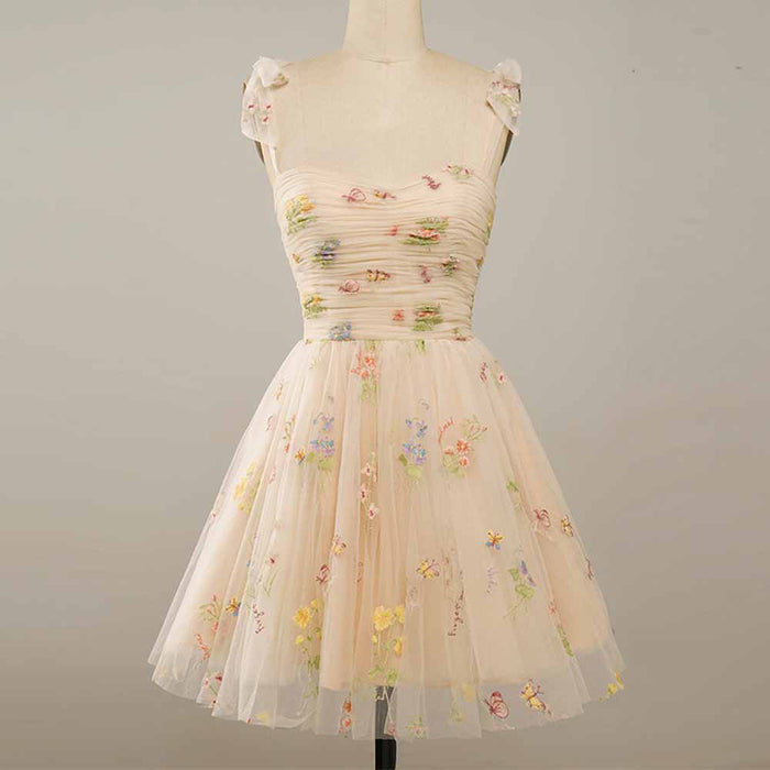 Sweetheart Short Homecoming Dress with Embroidery Floral Party Dress