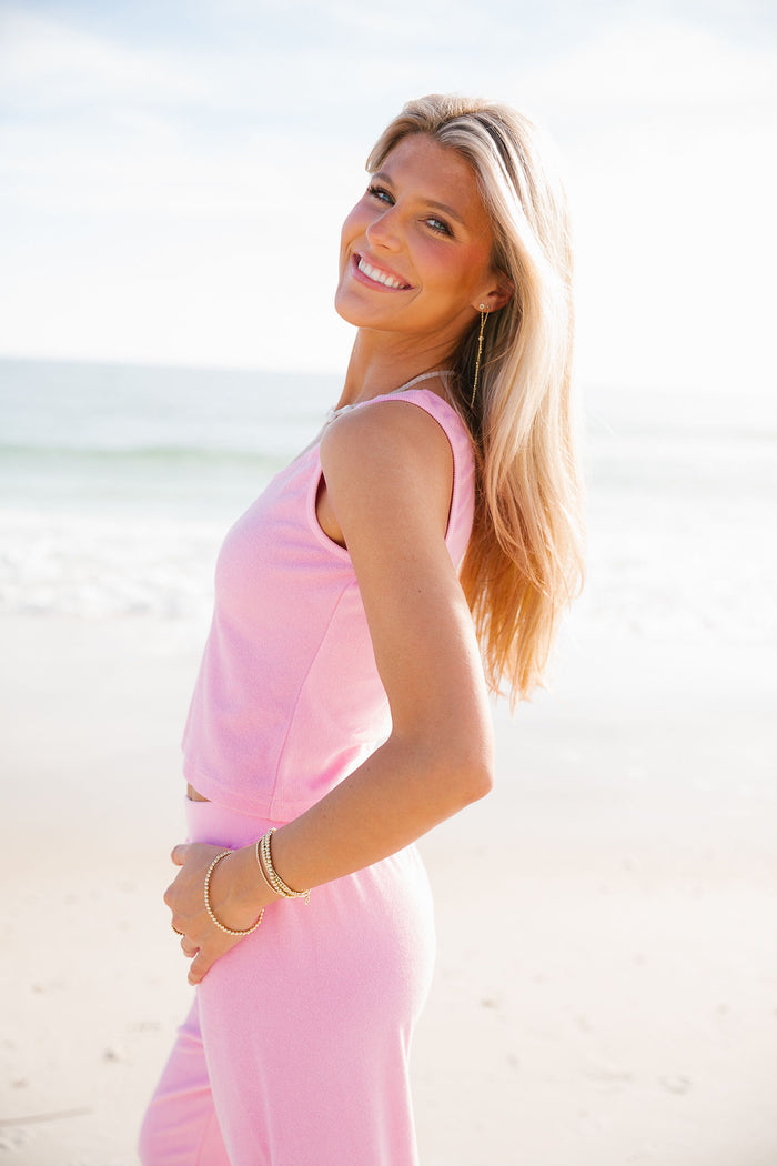 Terry Cloth Jogger - Capri  Pink