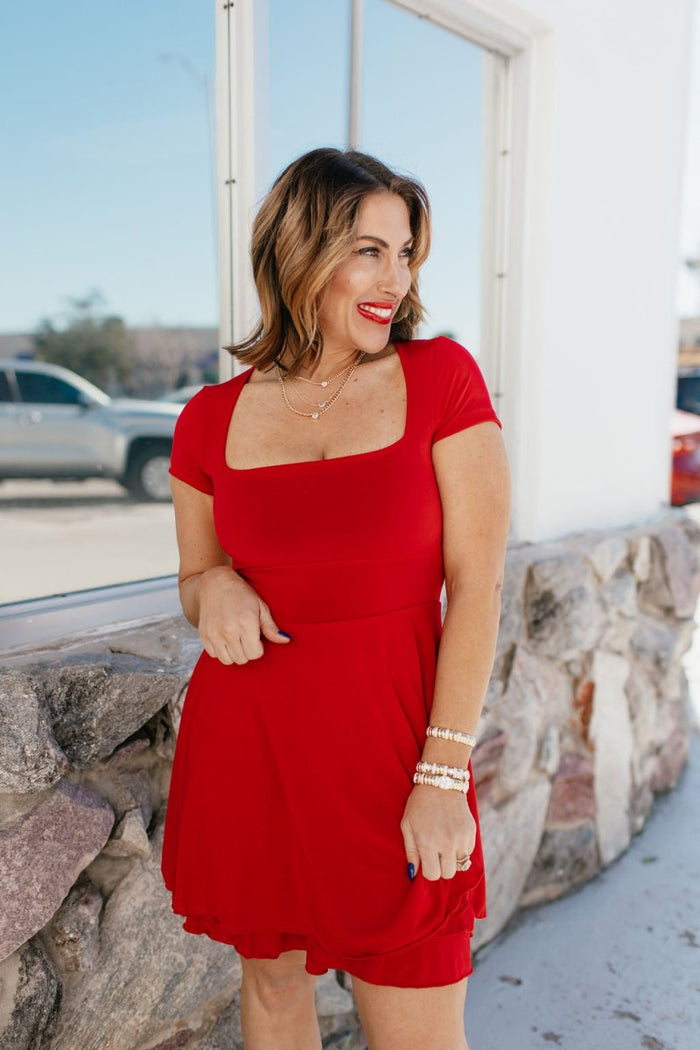 The Madeline Dress In Red - Reg & Curvy - Macoma Boutique250 Dresses