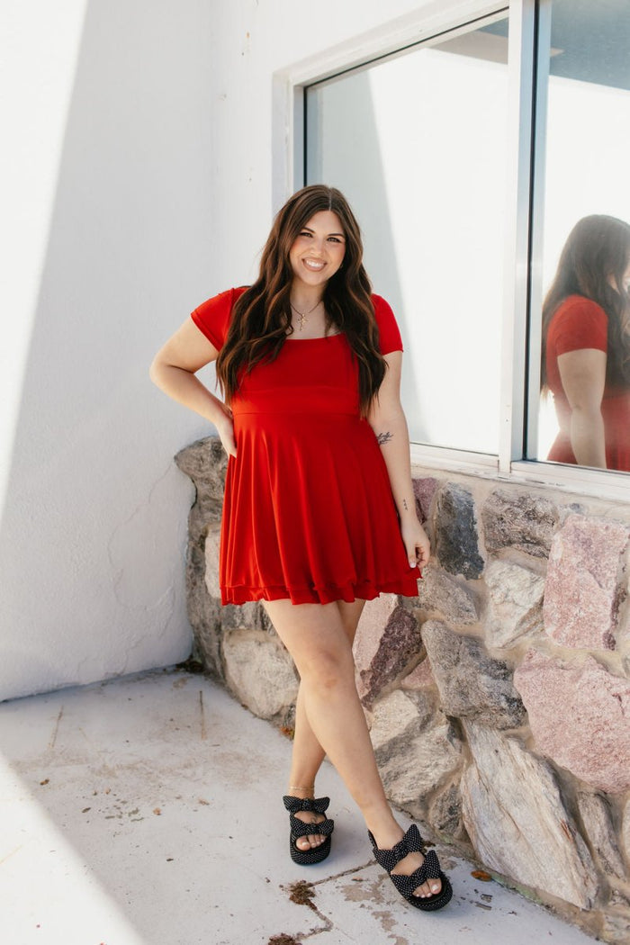 The Madeline Dress In Red - Reg & Curvy - Macoma Boutique250 Dresses