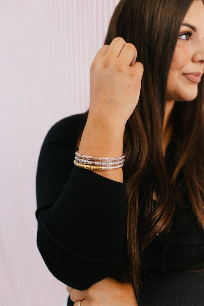 Three Queens All Weather Bangles In Clear Crystal - Macoma Boutique310 Accessories/Jewelry