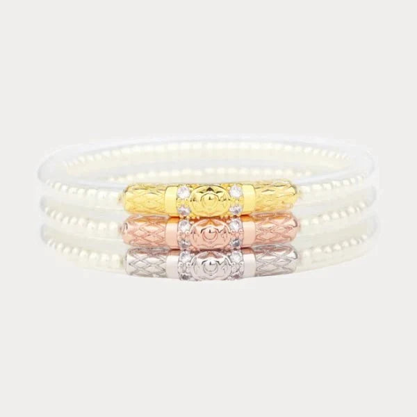 Three Queens All Weather Bangles In White Pearl - Macoma Boutique310 Accessories/Jewelry