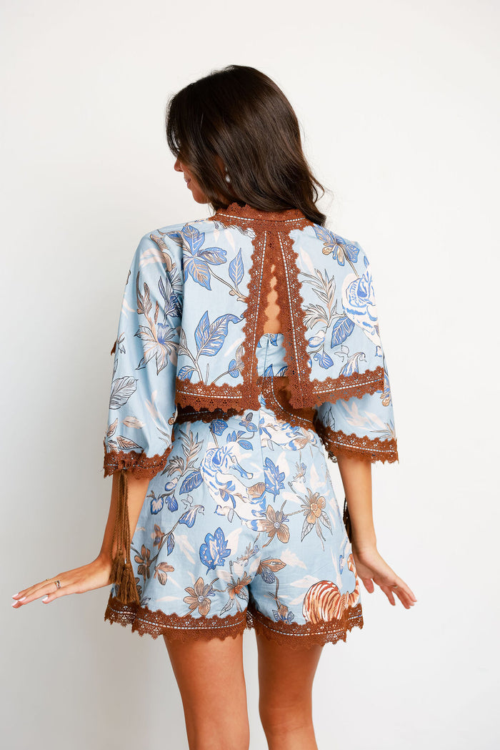 Tiger Toile Romper - Blue PREORDER