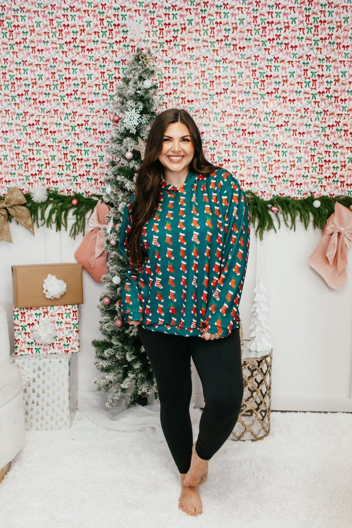 Tis The Season Hoodie In Stockings - Reg & Curvy - Macoma Boutique130 Sweaters