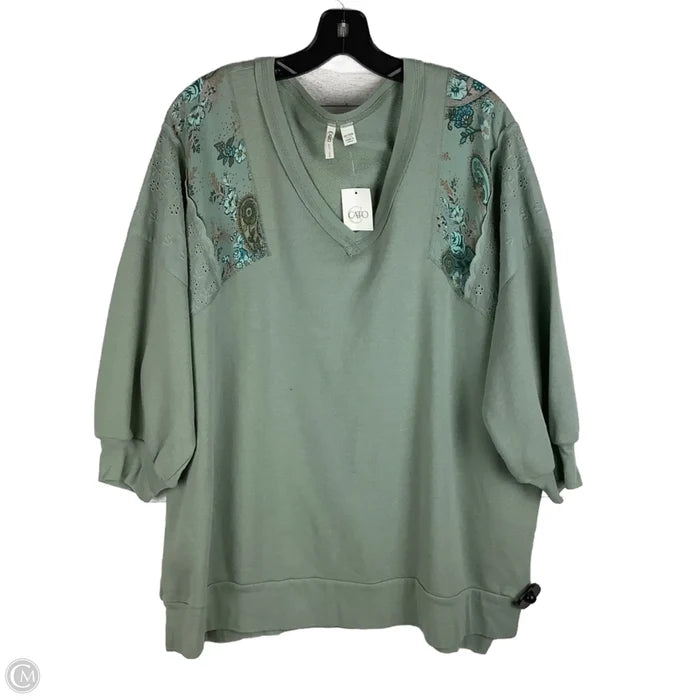 Top Long Sleeve By Cato In Green, Size: 1x (18/20)