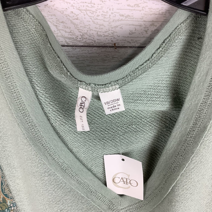 Top Long Sleeve By Cato In Green, Size: 1x (18/20)