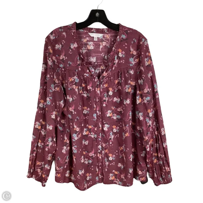 Top Long Sleeve By Lc Lauren Conrad In Purple, Size: Xxl