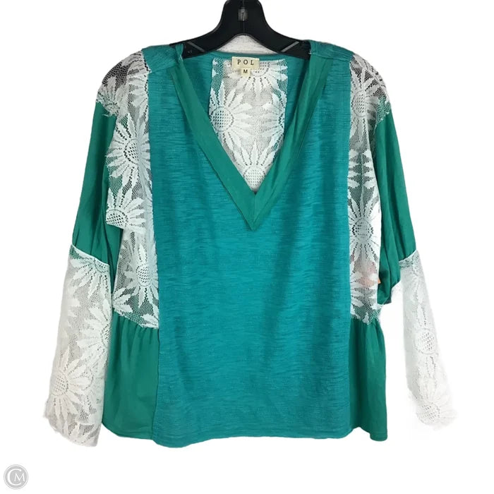 Top Long Sleeve By Pol In Teal, Size: M