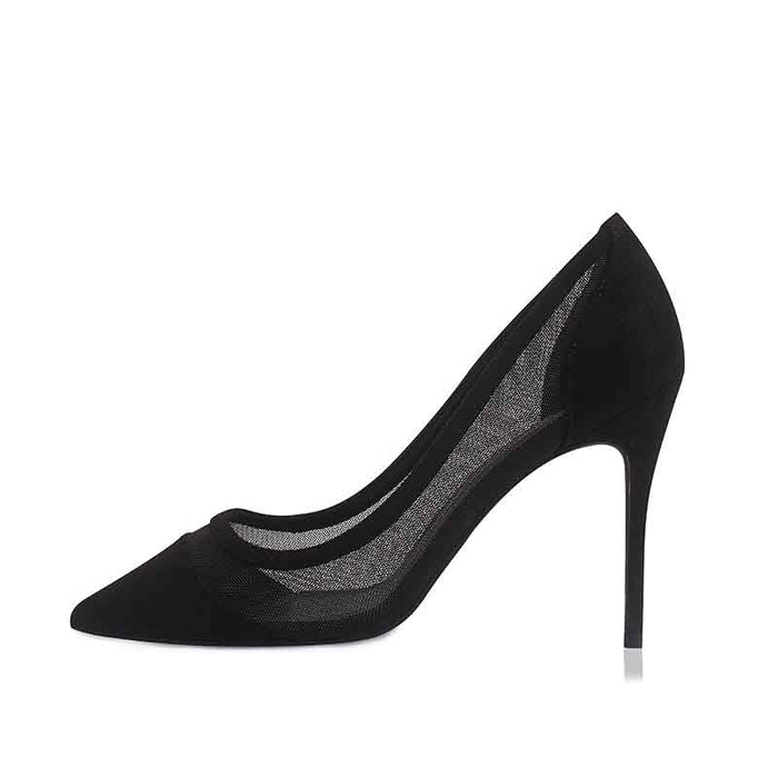 Tucomosi Suede Party Shoes Hollow Out Point Toe High Heels