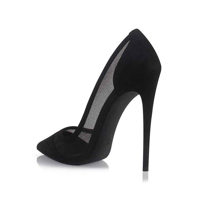 Tucomosi Suede Party Shoes Hollow Out Point Toe High Heels