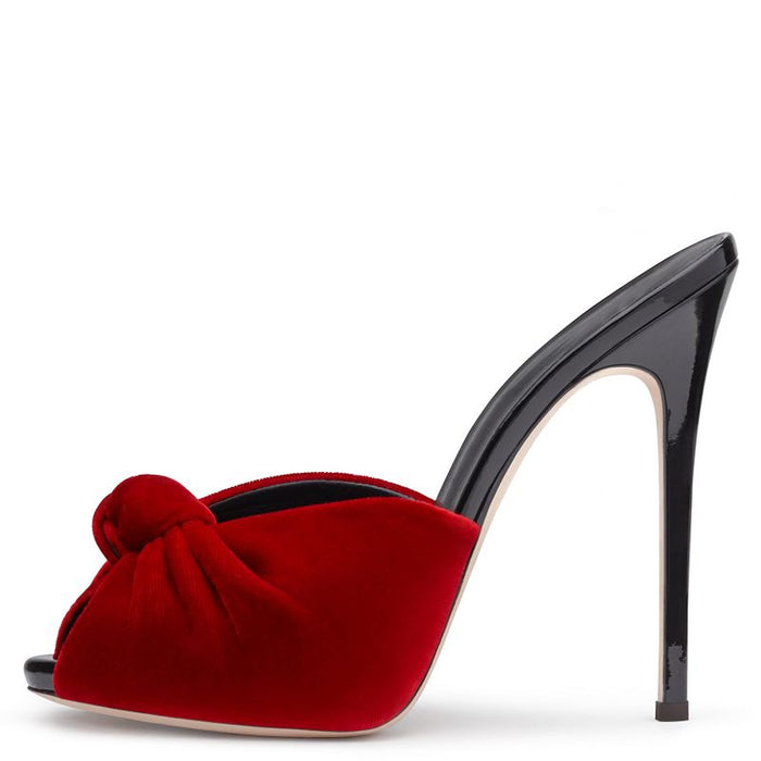 Tucomosi Women Open Toe Knotted High Heel Slipper