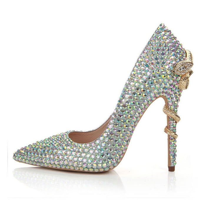 Tucomosi Women Sequin Wedding Shoes Point Toe Stiletto Single Shoes