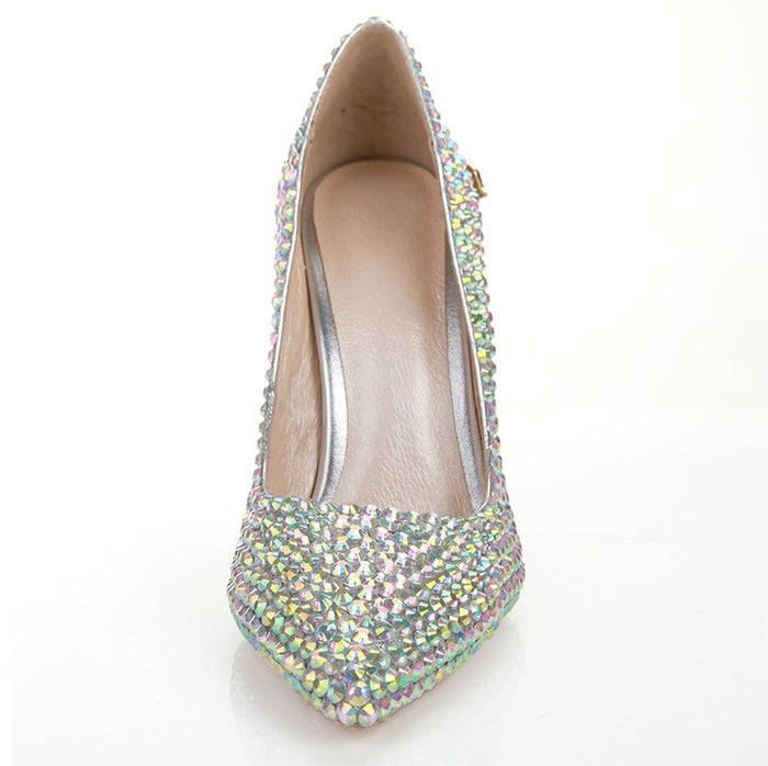 Tucomosi Women Sequin Wedding Shoes Point Toe Stiletto Single Shoes