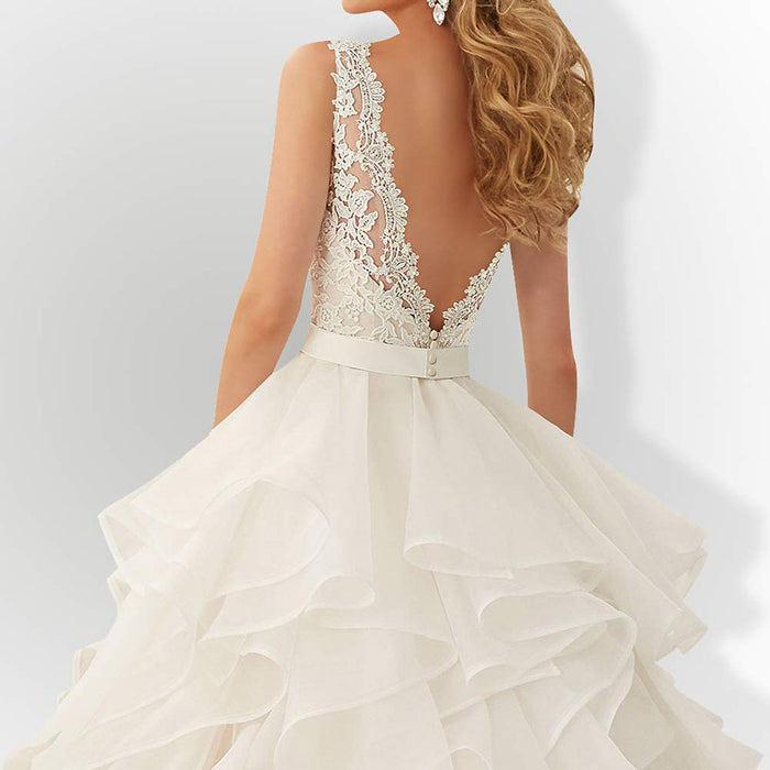 Tulle Wedding Dress High Low Lace Bridal Dresses Corset Plus Size Bride Gowns