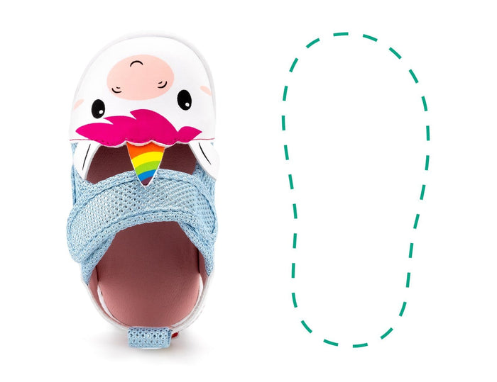 Unicorn Squeaky Single Sandals | White/Sparkly Blue ikiki® Shoes 4 Blue Left Sandal Only