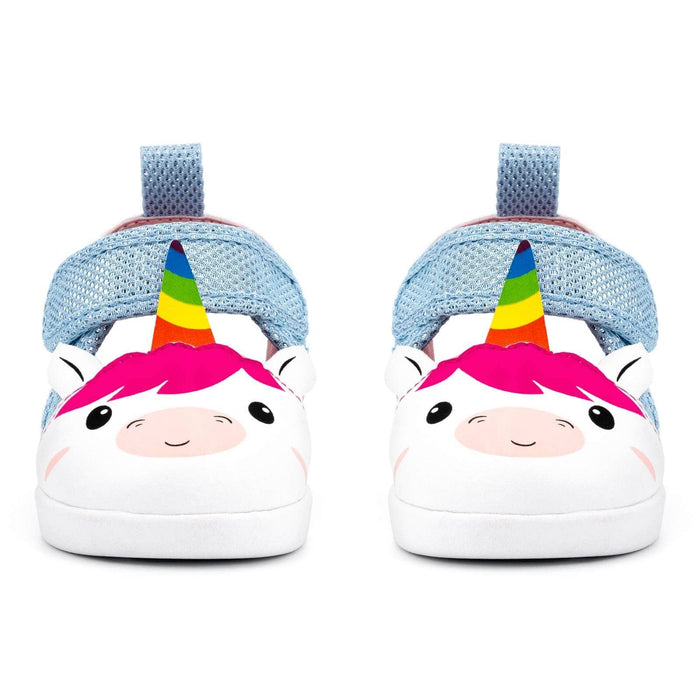 Unicorn Squeaky Toddler Sandals | White/Sparkly Blue Squeaky Sandals ikiki® Shoes