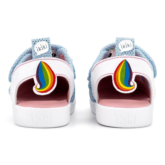 Unicorn Squeaky Toddler Sandals | White/Sparkly Blue Squeaky Sandals ikiki® Shoes