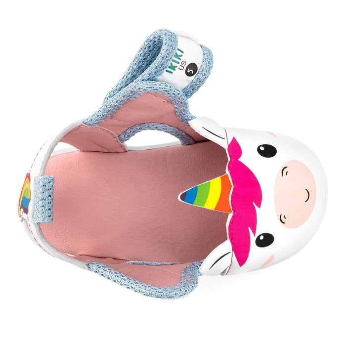 Unicorn Squeaky Toddler Sandals | White/Sparkly Blue Squeaky Sandals ikiki® Shoes