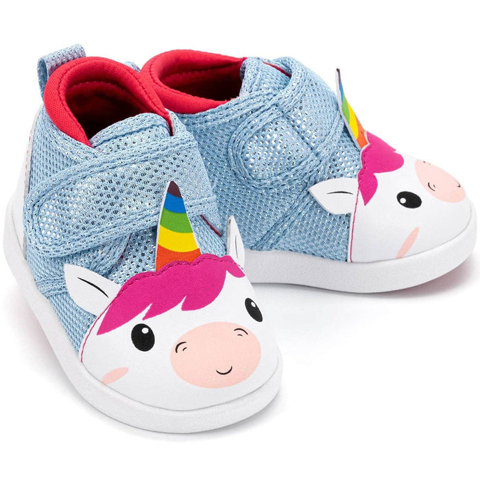 Unicorn Squeaky Toddler Shoes | White/Sparkly Blue Squeaky Shoes ikiki® Shoes Size 4