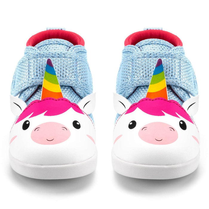 Unicorn Squeaky Toddler Shoes | White/Sparkly Blue Squeaky Shoes ikiki® Shoes