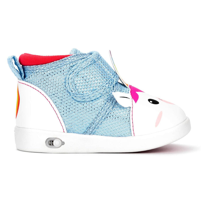 Unicorn Squeaky Toddler Shoes | White/Sparkly Blue Squeaky Shoes ikiki® Shoes