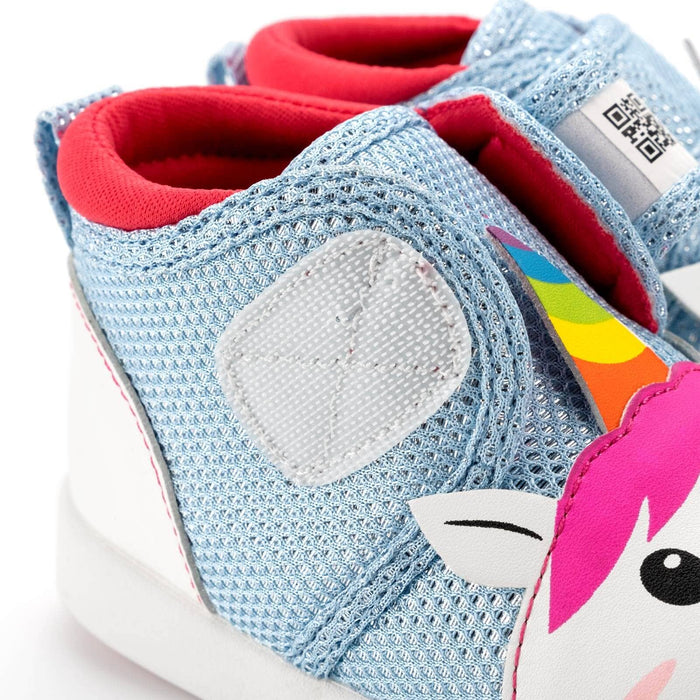 Unicorn Squeaky Toddler Shoes | White/Sparkly Blue Squeaky Shoes ikiki® Shoes