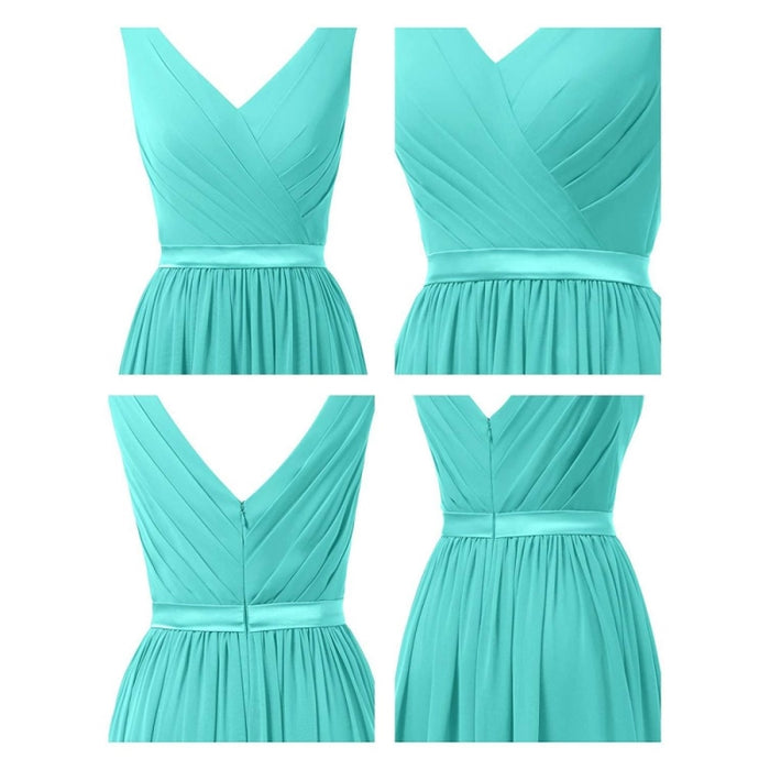 V-Neck Chiffon Bridesmaid Dresses Long Party Evening Formal Dress