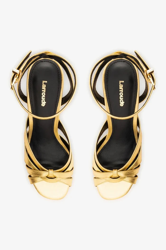 Veronica Sandal Gold Leather Sandal Larroudé