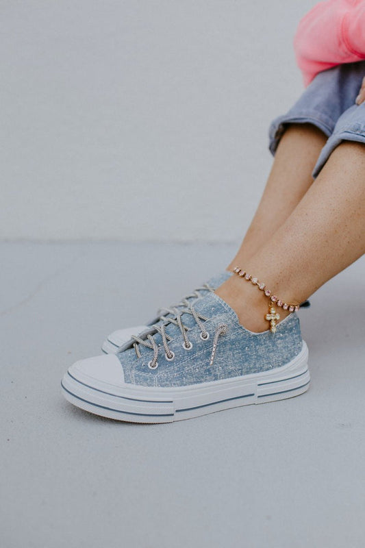 Very G Light Blue Aman Denim Sneakers - Macoma Boutique301 Sneakers