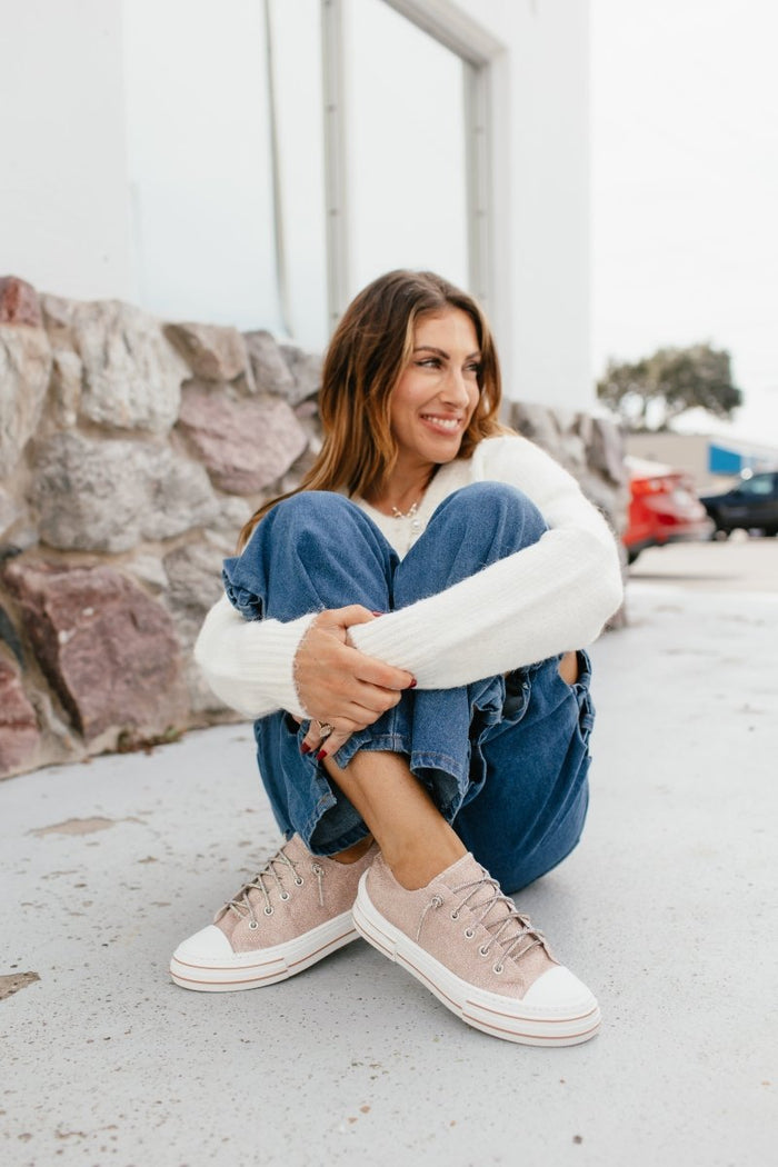 Very G Rose Gold Glitter Aman Sneakers - Macoma Boutique301 Sneakers