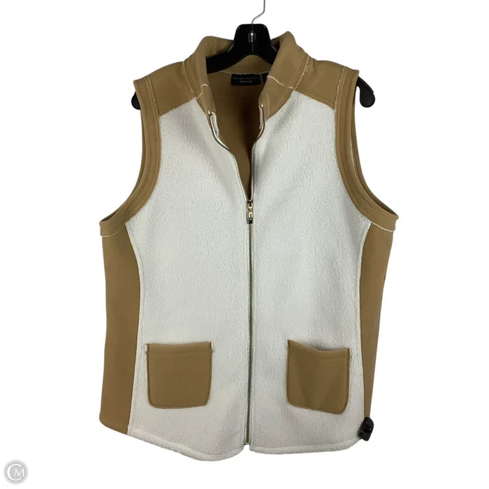 Vest Faux Fur & Sherpa By Susan Graver In Cream & Tan, Size: L