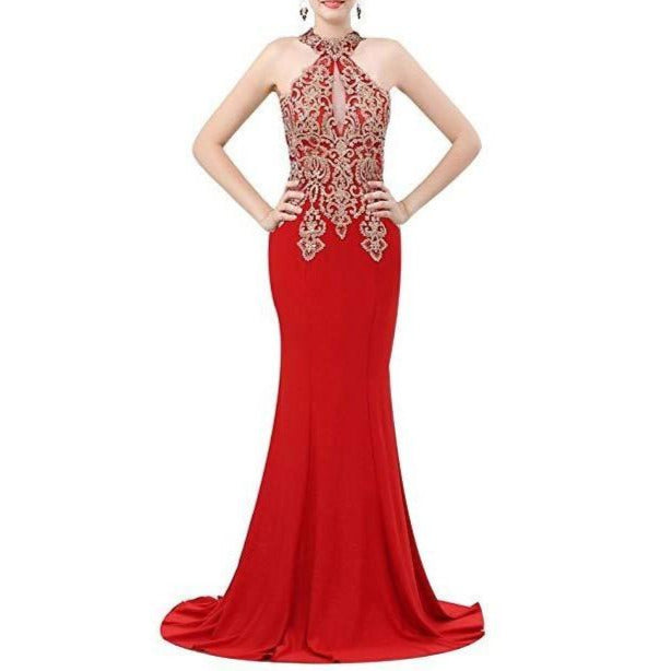 Wedding Bridesmaid Dresses Long for Women Formal Evening Party Prom Gown Halter