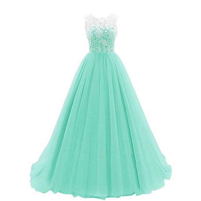 Wedding Lace Bridesmaid Dress Round Neck Prom Gown Women