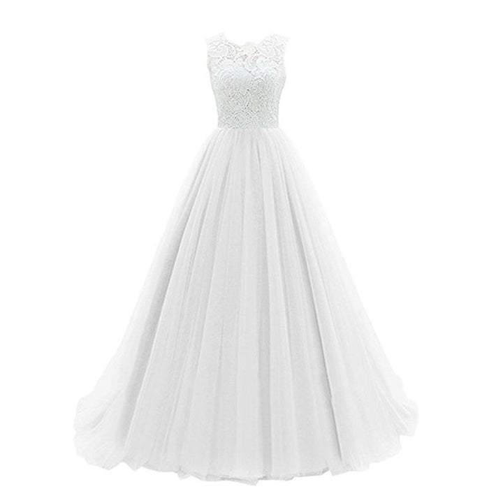 Wedding Lace Bridesmaid Dress Round Neck Prom Gown Women