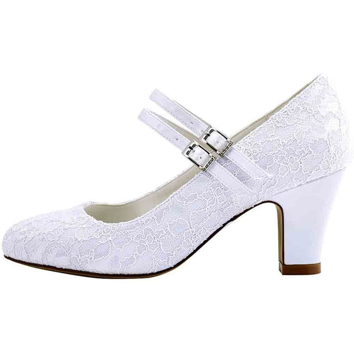 Wedding Shoes for Bride Closed Toe Bridal Shoes Block Heel Pumps