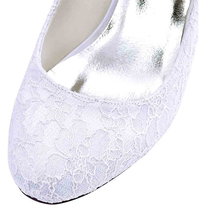 Wedding Shoes for Bride Closed Toe Bridal Shoes Block Heel Pumps