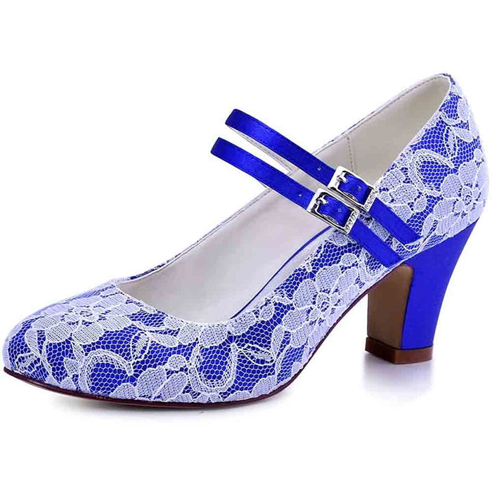 Wedding Shoes for Bride Closed Toe Bridal Shoes Block Heel Pumps