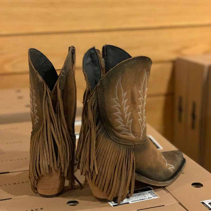 Western Cowboy Cowgirl Short Boots With Fringe Tassels Boot
