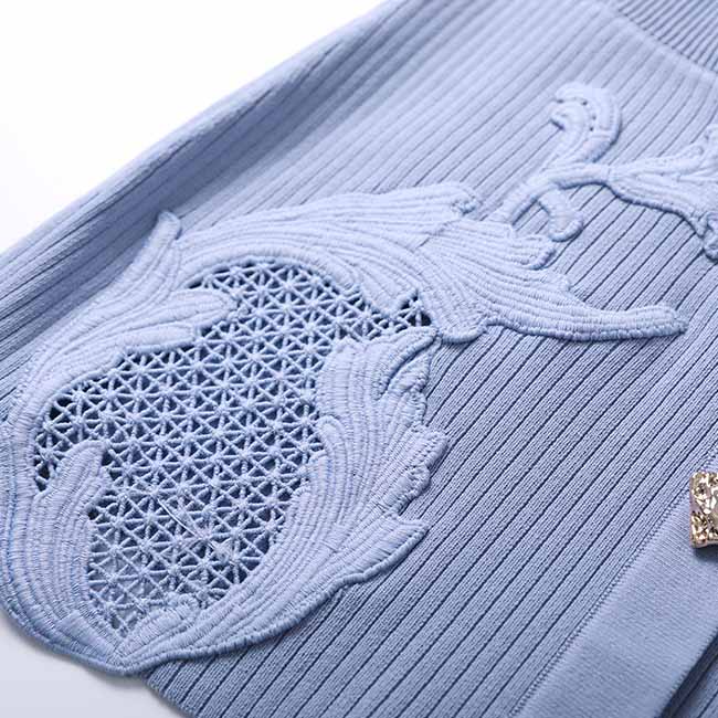 Women 2 Pieces Skirt Suit Knitted Top + Mid-High Rise Mini Skirt Suit