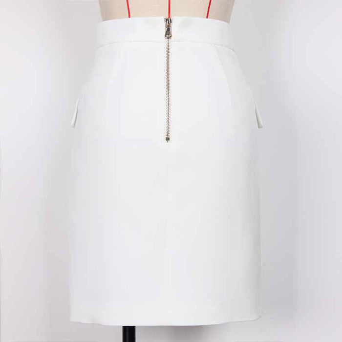 Women 2 Pieces White Blazer + Mid-High Rise Mini Skirt Suit Busines Suit