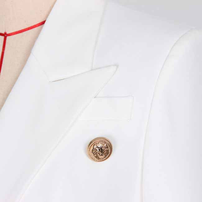 Women 2 Pieces White Blazer + Mid-High Rise Mini Skirt Suit Busines Suit